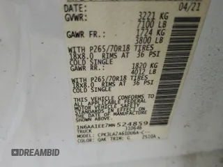 2021 Nissan Titan S z VIN 1N6AA1EE7MN524859, wystawiony jako Copart lot #72814694 z przebiegiem 93 672 mil mil oraz Szkoda całkowita • Salvage title. Historia ofert i sprzedaży dostępna na DreamBid. Obrazek 15.