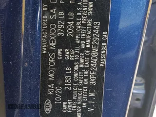 2021 Kia Forte LXS with VIN 3KPF24AD8ME292443, listed as a Copart auction lot 53033715 with 94,349 mi miles and Clean Title. Bid and sale history available at carsss.com. Image 12.