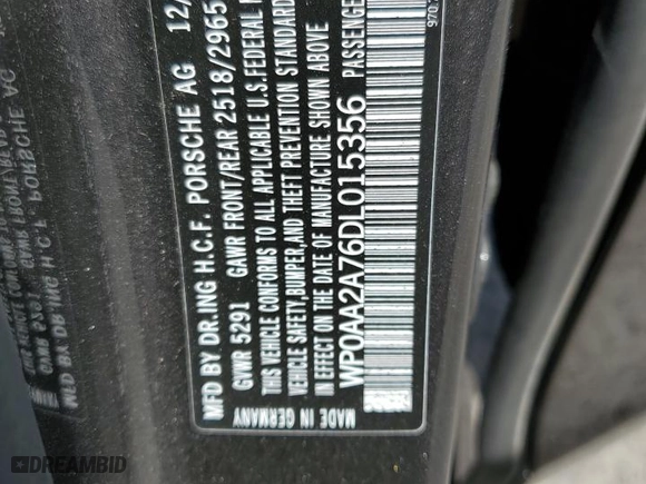 2013 Porsche Panamera with VIN WP0AA2A76DL015356, listed as a Copart auction lot 72474804 with 87,759 mi miles and Salvage Title. Bid and sale history available at carsss.com. Image 12.