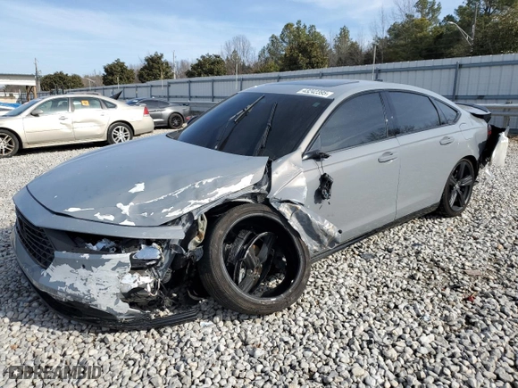 2024 Honda Accord Hybrid Sport-L with VIN 1HGCY2F79RA025526, listed as a Copart auction lot 43242395 with 0 mi miles and Salvage Title. Bid and sale history available at carsss.com. Image 1.