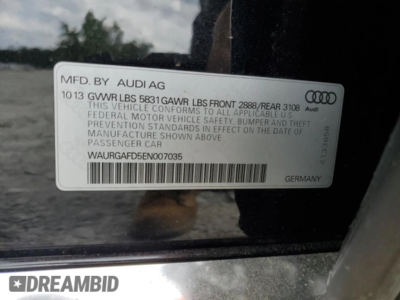 2014 Audi A8 3.0T z VIN WAURGAFD5EN007035, wystawiony jako Copart lot #58578545 z przebiegiem 199 696 mil mil oraz Tytuł czysty. Historia ofert i sprzedaży dostępna na DreamBid. Obrazek 12.