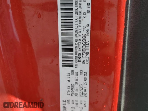 2010 Dodge Dakota Bighorn/Lonestar z VIN 1D7CW3GK9AS228269, wystawiony jako Copart lot #54786095 z przebiegiem 175 749 mil mil oraz Szkoda całkowita • Salvage title. Historia ofert i sprzedaży dostępna na DreamBid. Obrazek 13.