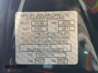 1999 Jaguar XJ with VIN SAJKX6046XC855872, listed as a Copart auction lot 47060465 with 65,286 mi miles and Clean title. Bid and sale history available at DreamBid. Image 12.