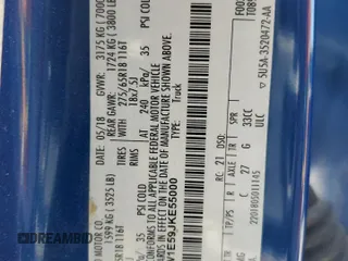 2018 Ford F-150 XL with VIN 1FTEW1E59JKE55000, listed as a Copart auction lot 57706225 with Not provided miles and Salvage title. Bid and sale history available at DreamBid. Image 12.