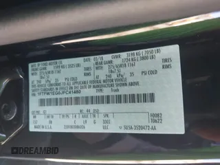 2018 Ford F-150 XL with VIN 1FTFW1EG0JFC41480, listed as a IAAI auction lot 41940861 with 84,044 mi miles. Bid and sale history available at carsss.com. Image 9.