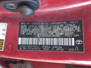 2011 Toyota Prius I with VIN JTDKN3DU3B5345280, listed as a IAAI auction lot 41787295 with 184,474 mi miles. Bid and sale history available at carsss.com. Image 9.
