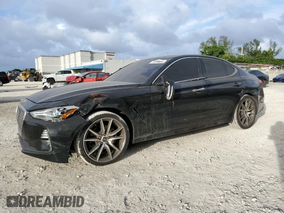 2021 Genesis G70 2.0T z VIN KMTG44LA7MU066768, wystawiony jako Copart lot #79995804 z przebiegiem 19 460 mil mil oraz Nie do naprawy • Non repairable. Historia ofert i sprzedaży dostępna na DreamBid. Obrazek 1.