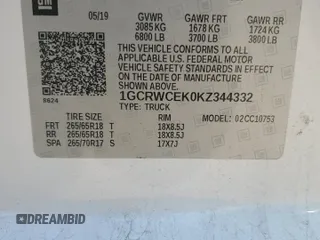 2019 Chevrolet Silverado 1500 LT with VIN 1GCRWCEK0KZ344332, listed as a Copart auction lot 74849024 with 162,053 mi miles and Salvage Title. Bid and sale history available at DreamBid. Image 15.