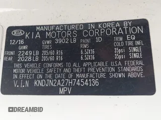 2017 Kia Soul with VIN KNDJN2A27H7454136, listed as a IAAI auction lot 41995542 with 105,645 mi miles. Bid and sale history available at carsss.com. Image 9.