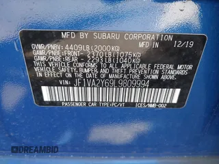 2020 Subaru WRX STI Limited with VIN JF1VA2Y69L9809994, listed as a IAAI auction lot 41930749 with 48,210 mi miles. Bid and sale history available at carsss.com. Image 9.