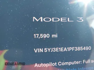 2023 Tesla Model 3 with VIN 5YJ3E1EA1PF385490, listed as a IAAI auction lot 42315884 with 17,590 mi miles and . Bid and sale history available at DreamBid. Image 16.