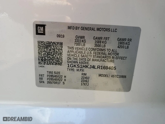 2020 GMC Yukon XL Denali with VIN 1GKS1HKJ4LR169405, listed as a Copart auction lot 74732794 with 62,228 mi miles and Salvage Title. Bid and sale history available at carsss.com. Image 14.