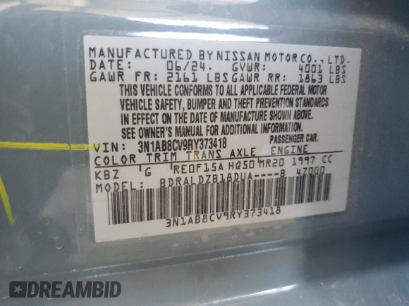 2024 Nissan Sentra SV with VIN 3N1AB8CV9RY373418, listed as a Copart auction lot 61962895 with 19,912 mi miles and Clean title. Bid and sale history available at DreamBid. Image 12.