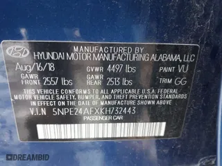 2019 Hyundai Sonata SE with VIN 5NPE24AFXKH732443, listed as a IAAI auction lot 41105458 with 16,892 mi miles. Bid and sale history available at carsss.com. Image 9.