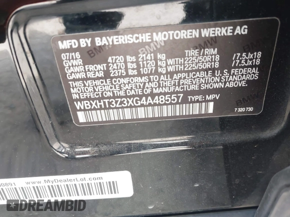 2016 BMW X1 xDrive28i with VIN WBXHT3Z3XG4A48557, listed as a IAAI auction lot 41387960 with 84,821 mi miles. Bid and sale history available at carsss.com. Image 9.