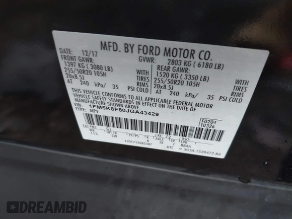2018 Ford Explorer Limited с VIN 1FM5K8F80JGA43429, выставлен на аукционе IAAI как лот 42401633 с пробегом 59 507 миль миль и . История ставок и продаж доступна на DreamBid. Изображение 9.