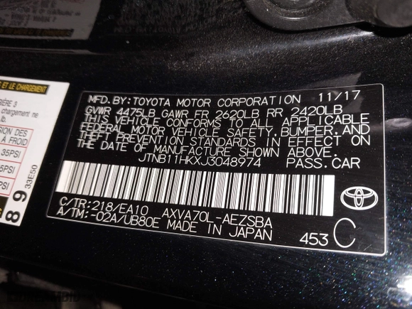 2018 Toyota Camry LE with VIN JTNB11HKXJ3048974, listed as a IAAI auction lot 41879941 with 102,377 mi miles. Bid and sale history available at carsss.com. Image 9.