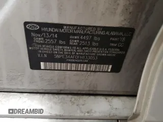2015 Hyundai Sonata Sport with VIN 5NPE34AF0FH133053, listed as a Copart auction lot 55955845 with 103,767 mi miles and Salvage title. Bid and sale history available at DreamBid. Image 12.