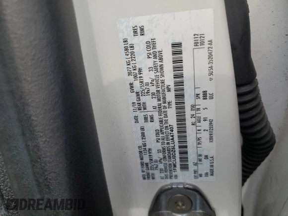 2020 Ford Escape Titanium Hybrid with VIN 1FMCU0DZ6LUA47407, listed as a Copart auction lot 58292665 with 51,920 mi miles and Non repairable. Bid and sale history available at DreamBid. Image 13.