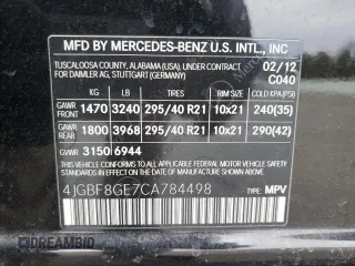 2012 Mercedes-Benz GL-Class GL 550 with VIN 4JGBF8GE7CA784498, listed as a Copart auction lot 45572265 with 114,537 mi miles and Salvage Title. Bid and sale history available at carsss.com. Image 13.
