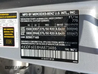 2017 Mercedes-Benz GLS 450 с VIN 4JGDF6EE8HA873486, выставлен на аукционе Copart как лот 62553825 с пробегом 137 272 миль миль и Списание • Salvage title. История ставок и продаж доступна на DreamBid. Изображение 13.