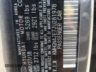 2018 Genesis G80 3.8L z VIN KMHGN4JE7JU281978, wystawiony jako Copart lot #56725815 z przebiegiem 87 836 mil mil oraz Szkoda całkowita • Salvage title. Historia ofert i sprzedaży dostępna na DreamBid. Obrazek 12.