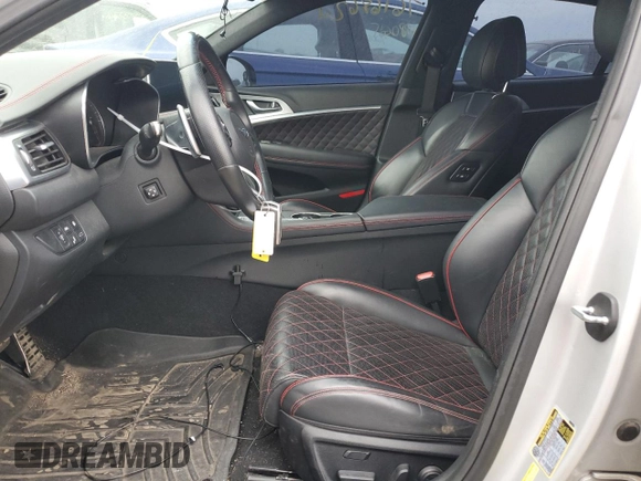 2019 Genesis G70 3.3T Advanced with VIN KMTG34LE1KU014443, listed as a Copart auction lot 76168624 with 44,300 mi miles and Salvage Title. Bid and sale history available at carsss.com. Image 7.
