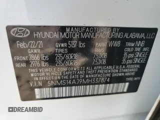 2021 Hyundai Santa Fe SE z VIN 5NMS14AJ9MH337874, wystawiony jako Copart lot #42412245 z przebiegiem 56 890 mil mil oraz Nie do naprawy • Non repairable. Historia ofert i sprzedaży dostępna na DreamBid. Obrazek 14.