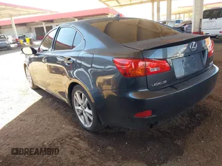 2007 Lexus IS with VIN JTHBK262772038927, listed as a IAAI auction lot 42007976 with 180,737 mi miles. Bid and sale history available at carsss.com. Image 3.