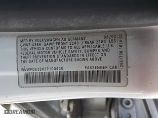 2003 Volkswagen Passat GLS with VIN WVWPD63BX3P100430, listed as a Copart auction lot 70912634 with 129,933 mi miles and Salvage Title. Bid and sale history available at carsss.com. Image 12.