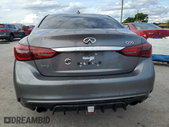 2018 Infiniti Q50 Luxe with VIN JN1EV7AR6JM444784, listed as a Copart auction lot 54509335 with 69,997 mi miles and Salvage Title. Bid and sale history available at DreamBid. Image 6.