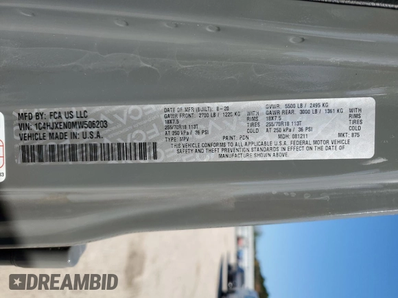 2021 Jeep Wrangler Unlimited Sahara High Altitude with VIN 1C4HJXEN0MW506203, listed as a Copart auction lot 76862614 with 44,558 mi miles and Salvage title. Bid and sale history available at DreamBid. Image 12.