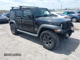 2020 Jeep Wrangler Unlimited Sport z VIN 1C4HJXDG1LW201374, wystawiony jako IAAI lot #42160354 z przebiegiem 46 539 mil mil oraz . Historia ofert i sprzedaży dostępna na DreamBid. Obrazek 1.