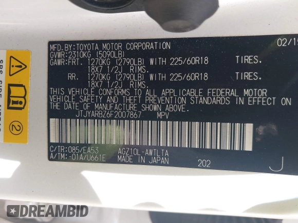 2015 Lexus NX 200t with VIN JTJYARBZ6F2007867, listed as a IAAI auction lot 42253507 with 99,823 mi miles and . Bid and sale history available at DreamBid. Image 9.
