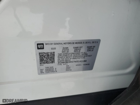 2022 Chevrolet Blazer LT with VIN 3GNKBDRS7NS141184, listed as a Copart auction lot 45949545 with 0 mi miles and Salvage Title. Bid and sale history available at carsss.com. Image 13.