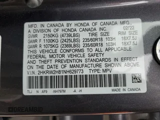 2022 Honda CR-V EX-L with VIN 2HKRW2H81NH629773, listed as a Copart auction lot 51294815 with 38,520 mi miles and Salvage Title. Bid and sale history available at carsss.com. Image 13.