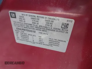 2012 Chevrolet Equinox 2LT z VIN 2GNALPEK7C6243192, wystawiony jako IAAI lot #42017481 z przebiegiem Nie podano mil oraz . Historia ofert i sprzedaży dostępna na DreamBid. Obrazek 9.