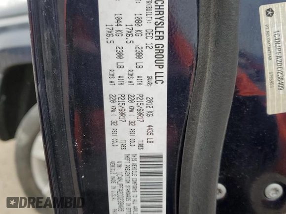 2013 Jeep Patriot Latitude with VIN 1C4NJPFA2DD238409, listed as a Copart auction lot 43657345 with 136,183 mi miles and Salvage Title. Bid and sale history available at carsss.com. Image 15.