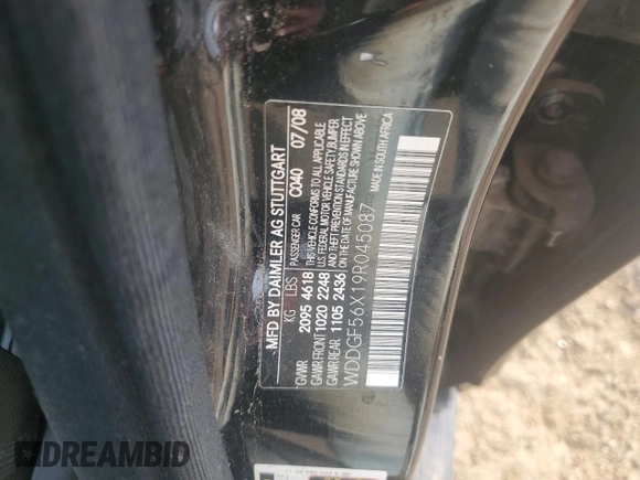 2009 Mercedes-Benz C 350 Sport с VIN WDDGF56X19R045087, выставлен на аукционе Copart как лот 62343065 с пробегом 207 566 миль миль и Списание • Salvage title. История ставок и продаж доступна на DreamBid. Изображение 12.