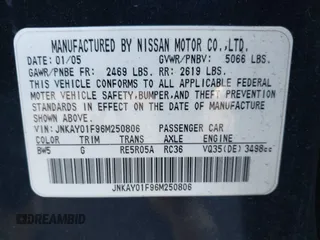 2006 Infiniti M with VIN JNKAY01F96M250806, listed as a IAAI auction lot 41819188 with Not Provided miles. Bid and sale history available at carsss.com. Image 9.