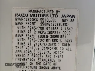 2000 Isuzu Trooper S with VIN JACDJ58X6Y7J06807, listed as a Copart auction lot 79179454 with 157,308 mi miles and Salvage title. Bid and sale history available at DreamBid. Image 13.