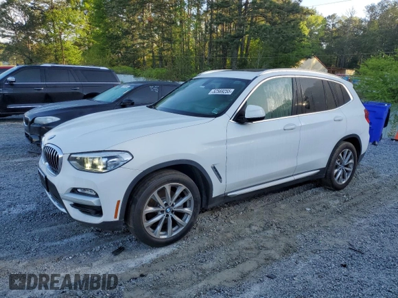 2018 BMW X3 xDrive30i with VIN 5UXTR9C5XJLD70677, listed as a Copart auction lot 52569255 with 100,096 mi miles and Clean Title. Bid and sale history available at carsss.com. Image 1.