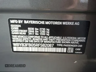 2024 BMW i4 xDrive40 z VIN WBY83FB05RFS82087, wystawiony jako Copart lot #41831225 z przebiegiem 1 396 mil mil oraz Szkoda całkowita • Salvage title. Historia ofert i sprzedaży dostępna na DreamBid. Obrazek 12.