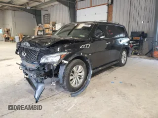 2015 Infiniti QX80 with VIN JN8AZ2NE7F9080402, listed as a Copart auction lot 52141295 with 0 mi miles and Salvage Title. Bid and sale history available at carsss.com. Image 1.