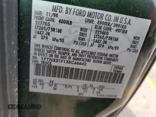 1999 Ford F-250 XL with VIN 1FTNX21F1XEC66642, listed as a Copart auction lot 43719795 with 243,637 mi miles and Salvage title. Bid and sale history available at DreamBid. Image 14.