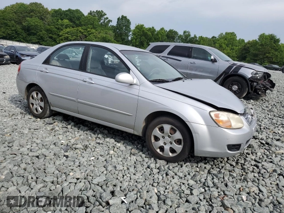 2007 Kia Spectra EX with VIN KNAFE121375410633, listed as a Copart auction lot 57424305 with Not provided miles and Salvage title. Bid and sale history available at DreamBid. Image 4.