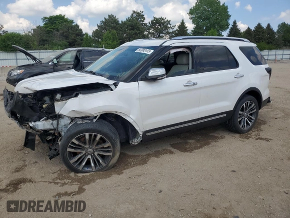 2016 Ford Explorer Platinum z VIN 1FM5K8HT1GGD00026, wystawiony jako Copart lot #56985155 z przebiegiem 87 506 mil mil oraz Szkoda całkowita • Salvage title. Historia ofert i sprzedaży dostępna na DreamBid. Obrazek 1.