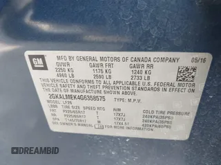2016 GMC Terrain SLE with VIN 2GKALMEK4G6358575, listed as a IAAI auction lot 41949444 with 139,580 mi miles. Bid and sale history available at carsss.com. Image 9.