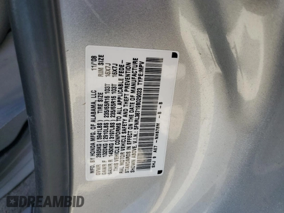 2009 Honda Odyssey EX-L с VIN 5FNRL38719B029023, выставлен на аукционе Copart как лот 58358715 с пробегом 158 949 миль миль и Чистый • Clean title. История ставок и продаж доступна на DreamBid. Изображение 13.