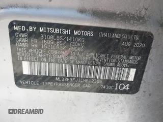 2020 Mitsubishi Mirage ES z VIN ML32F3FJ1LHF12385, wystawiony jako IAAI lot #41857039 z przebiegiem 64 909 mil mil oraz . Historia ofert i sprzedaży dostępna na DreamBid. Obrazek 9.